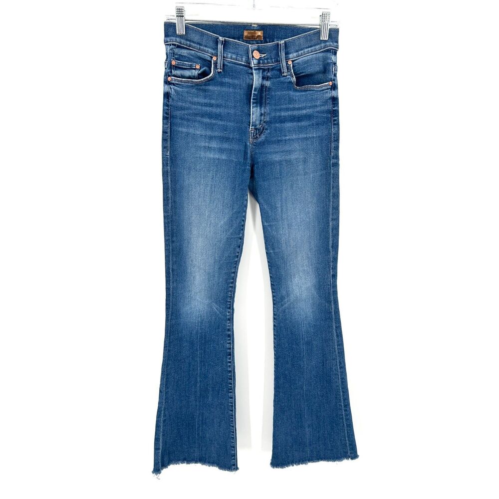 MOTHER *Flawed* Weekender Fray Bootcut Flare Jeans Raw Hem Walking Coals Size 27